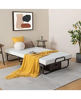 75" x 39" Folding Bed with Memory Foam Mattress & Pillow Dust Cover Metal Frame