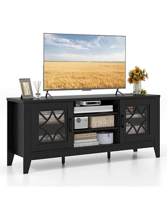 Farmhouse Tv Stand with 4 Adjustable Shelves Rustic & Functional Entertainment Center