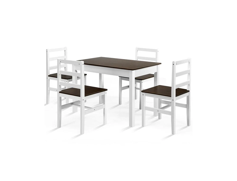 5 Pieces Solid Wood Compact Kitchen Dining Set