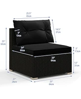 5 Piece Outdoor Furniture Set with Solid Tabletop and Soft Cushions