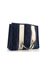 Pre-Owned Chloe Medium Woody Tote Suede with Canvas