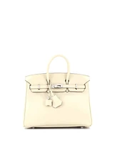 Pre-Owned Hermes Birkin 25 Handbag Light Swift with Palladium Hardware