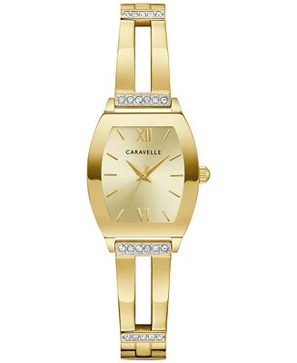 Caravelle Women's Crystal Accent Gold-Tone Stainless Steel Expansion Bracelet Watch 22mm