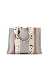 Pre-Owned Chloe Medium Woody Tote Canvas with Leather