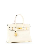 Pre-Owned Hermes Birkin 30 Handbag Light Clemence with Gold Hardware