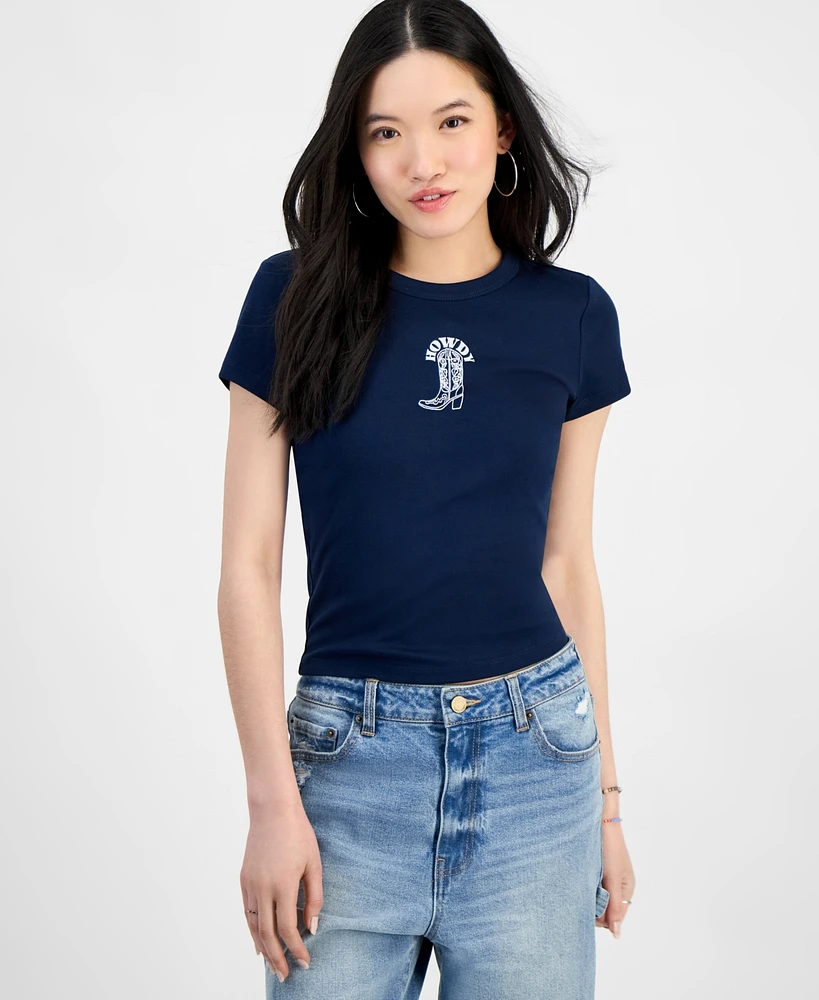 Just Polly Juniors' Cowboy Boots T-Shirt