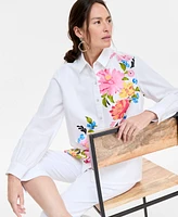 Jm Collection Women's Printed Cotton-Poplin Blouse, Exclusively at Macy's