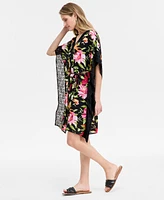 Jm Collection Women's Printed V-Neck Tie-Waist Kaftan Dress, Exclusively at Macy's