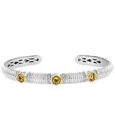 Effy Citrine (5/8 ct. t.w.) & White Sapphire (3/8 ct. t.w.) Cuff Bracelet in Sterling Silver & 18k Gold