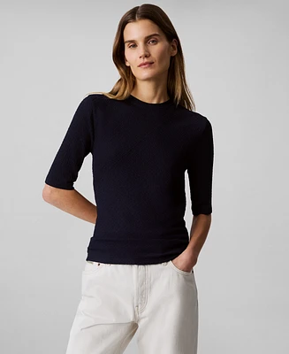 Calvin Klein Women's Textured-Knit 3/4-Sleeve Top