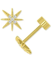 Cubic Zirconia Starburst Stud Earrings in 14k Gold-Plated Sterling Silver