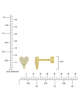 Cubic Zirconia Pave Heart Stud Earrings in 14k Gold-Plated Sterling Silver