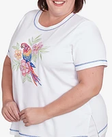 Alfred Dunner Plus Parrot Cay Centered Short Sleeve T-Shirt