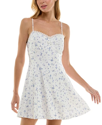 Trixxi Juniors' Ditsy Floral Sweetheart-Neck Mini Dress