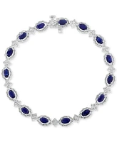 Effy Collection Diamond (1/2 ct. t.w.) & Blue Sapphire (4-1/4 ct. t.w.) Bracelet in Sterling Silver