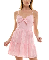 Trixxi Juniors' Tie-Front Embroidered Mini Dress