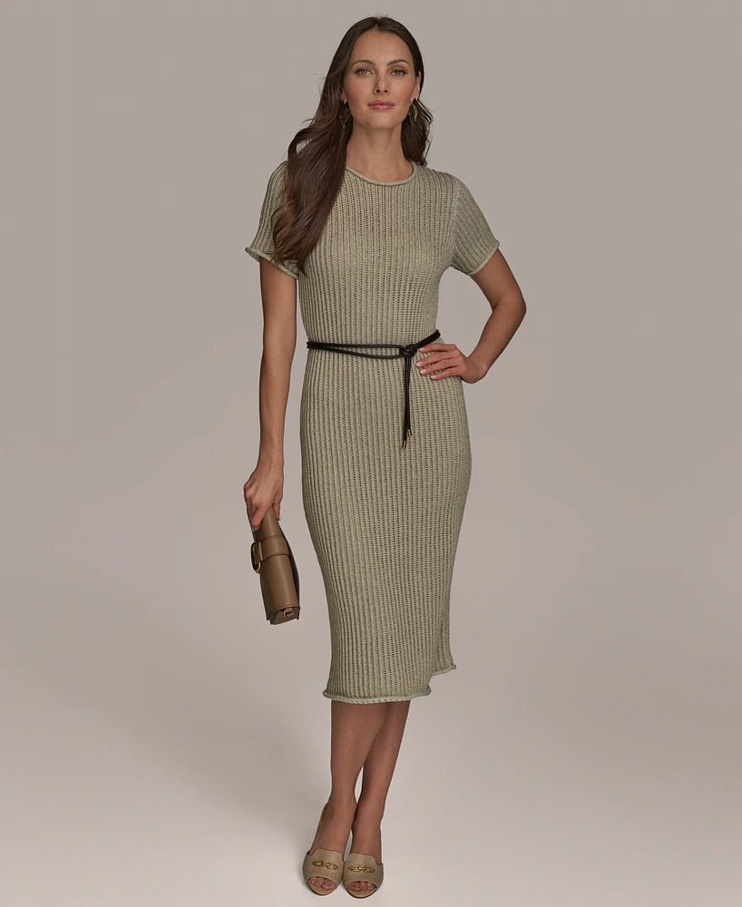 Donna Karan New York Women's Jewel-Neck Belted Sheath Dress
