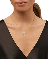 Garnet (3/8 ct. t.w.) & White Topaz (1/10 Heart Circle Paperclip Link 18" Pendant Necklace 14k Gold-Plated Sterling Silver