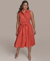 Donna Karan New York Plus Linen-Blend Shirtdress