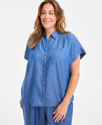 Style & Co Plus Button-Front Short-Sleeve Shirt, Exclusively at Macy's