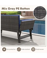 Outdoor Convertible Sofa Daybed with Adjustable Armrests Removable Cushions