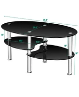Tempered Glass Oval Side Coffee Table