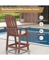 Gymax Tall Bar Stool Hdpe Patio Chair w/ Armrest Footrest Home Indoor Outdoor