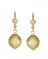 Bling Jewelry Elegant Drop Ball Earrings Gold Plated Lightweight 12MM