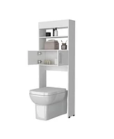 Fm Furniture Bisbee 2-Door Over-the-Toilet Bathroom Storage Cabinet Shelf, White