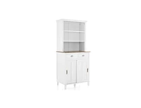 Freestanding Kitchen Pantry with Hutch, Sliding Door, and Drawer Stylish Storage for Kitchen Organization