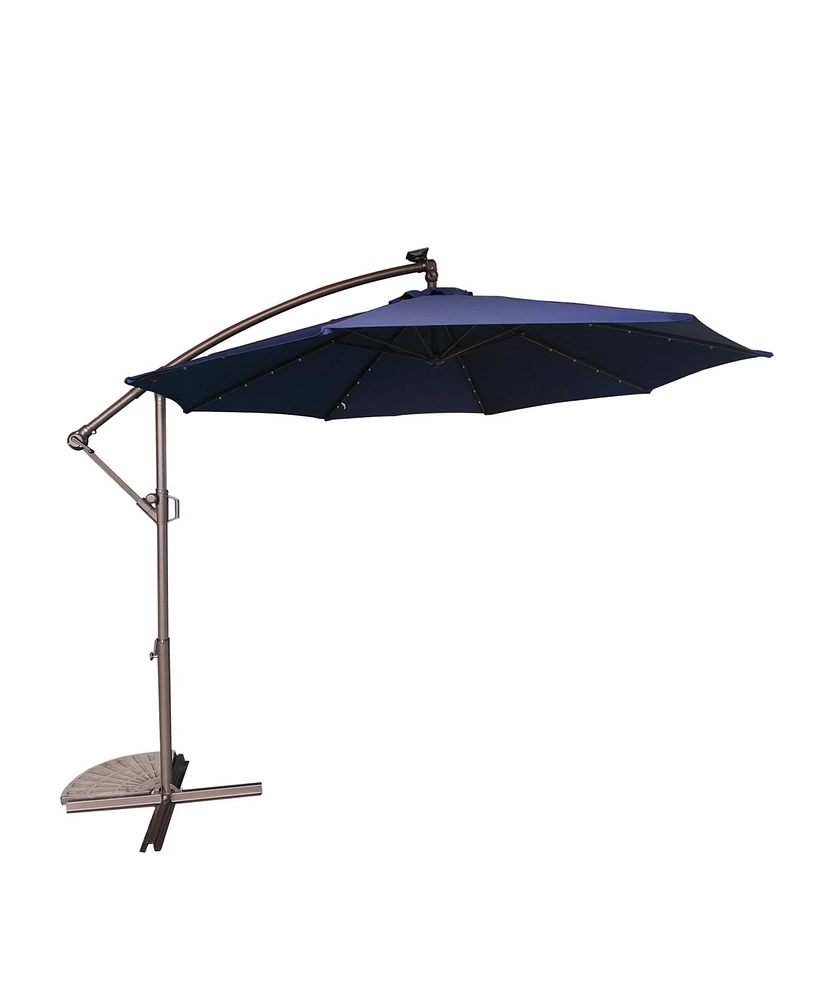 10 Ft Cantilever Patio Umbrella with Lights Offset Crank Large Outdoor Pool for Backyard Garden Deck Pool, Orange