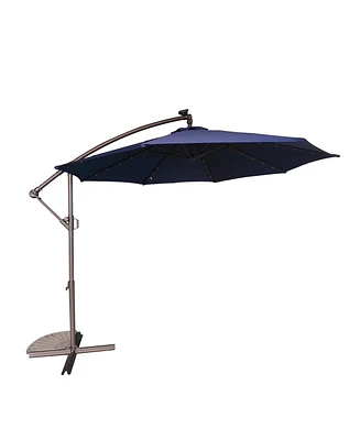10 Ft Cantilever Patio Umbrella with Lights Offset Crank Large Outdoor Pool for Backyard Garden Deck Pool, Orange