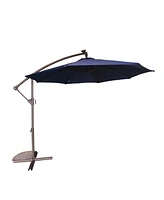 10 Ft Cantilever Patio Umbrella with Lights Offset Crank Large Outdoor Pool for Backyard Garden Deck Pool, Orange