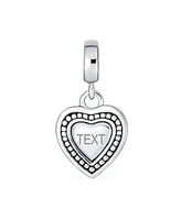 Bling Jewelry Plain Dangle Heart Bead Charm Sterling Silver for European Bracelet