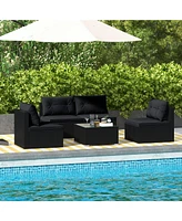 5-Piece Outdoor Patio Furniture Set with Cushions and Coffee Table Comfortable Seating for Garden or