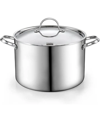 Cooks Standard Multi-Ply Clad Stainless Steel Stock Pot, 12-Quart Pasta Cooking Canning Pot with Lid, Deep Stockpot Large Soup Pot Induction Cookware,