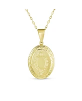 Bling Jewelry Antique Style Oval Locket Necklace Etched Leaf Scroll Gold Plated