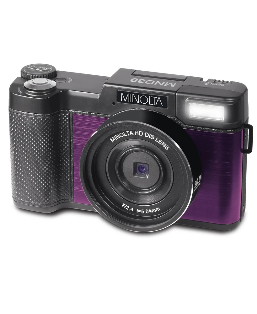 Minolta MND30 30MP 2.7K Qhd 3.0" Lcd Screen Digital Camera, Purple