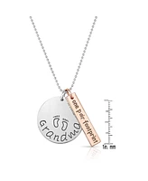 White Gold Plated & 18k Rose Gold Plated Grandma and Bar Pendant Necklace