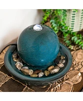 Tabletop Water Fountain with Ceramic Orb - Relaxing Indoor Fountain for Meditation - For Office, Bedroom, or Living Room