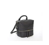 Susu Black Leather Backpack Purse for Women Convertible Crossbody Bag Medium Size with Front and Back Pockets