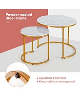 Modern Round Stacking Nesting Coffee Tables for Living Room (Set of 2)