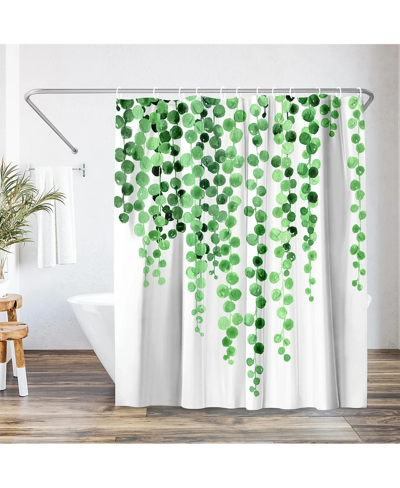 71x74 Minimalist Floral Shower Curtain - 100% Polyester - Water-Resistant Bath Curtain