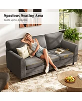 Upholstered Teddy 3-Seat Sofa with Comfy Back Pillows Cozy and Stylish for Living Room