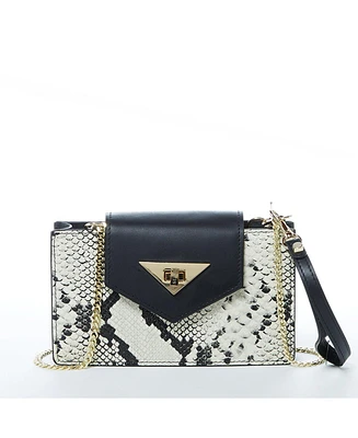 Susu The Mary Small Crossbody Leather Purse Black Snakeskin Pattern