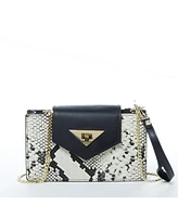 Susu The Mary Small Crossbody Leather Purse Black Snakeskin Pattern