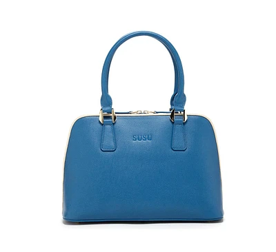 Susu The Melissa Blue Saffiano Leather Satchel Bag