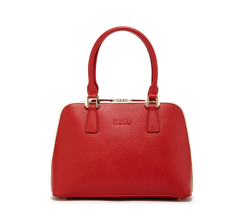 Susu The Melissa Red Saffiano Leather Satchel Bag