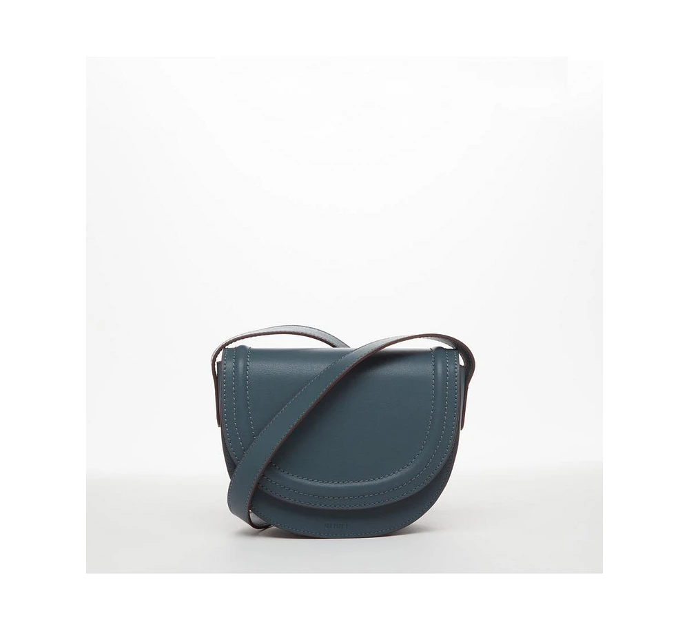 Susu The Sarah Blue Leather Crossbody Bag