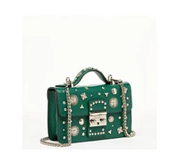 Susu The Hollywood Studded Leather Green Crossbody Bag